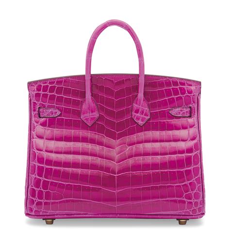 HERMES Shiny Niloticus Crocodile Birkin 25 Rose 